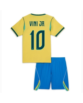 Billige Fotballdrakt Brasil Vinicius Junior #10 Replika Hjemmedraktsett Barn VM 2026 Kortermet (med bukser)
